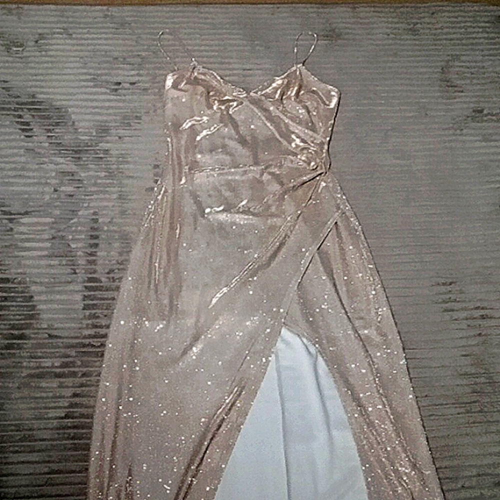 Champagne Colored Dress w/ Slit